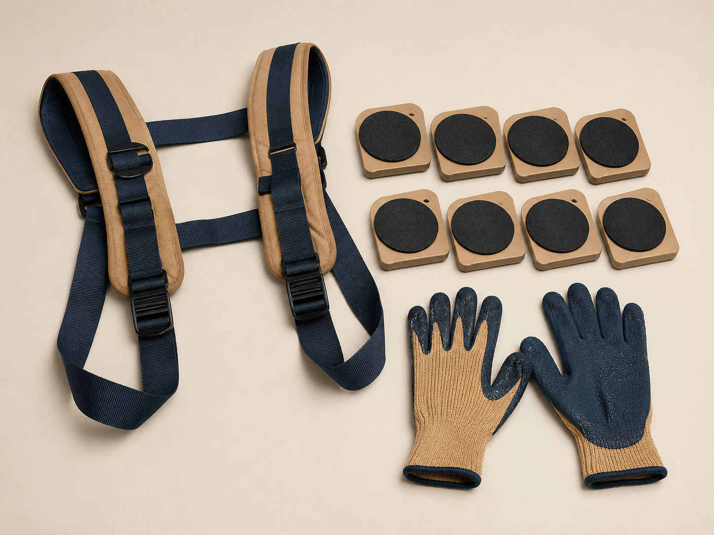 Heavy-Duty Move Straps & Sliders — Shift sofas and wardrobes solo, sparing your back and your floors.